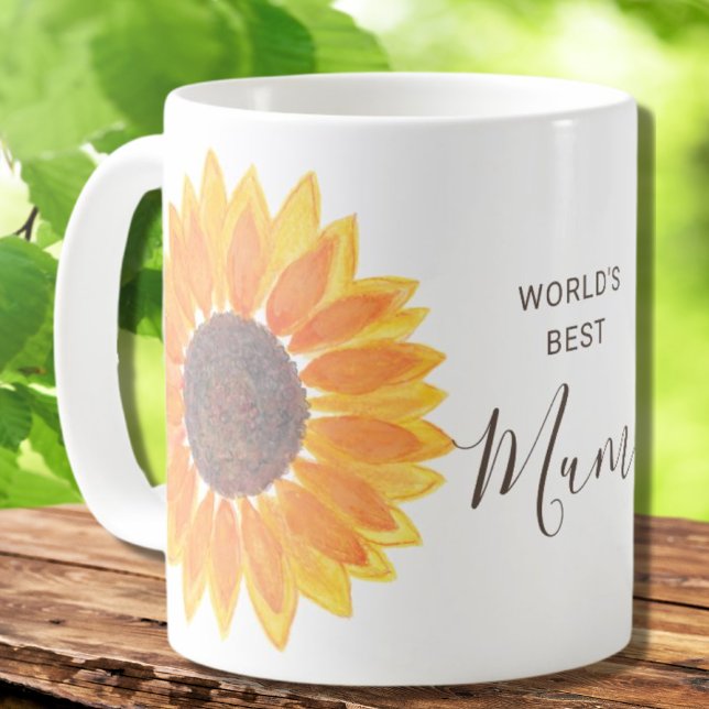 Mors dag Gul Solros Världens Bästa Mamma Kaffemugg (Skapare uppladdad)