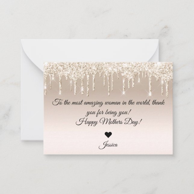 mors dag guld och glitter anteckningskort (Framsida)