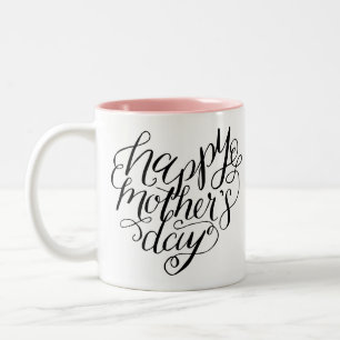 Mors dag Hand Lettered Calligraphy Två-Tonad Mugg