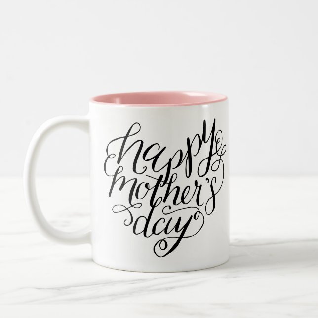Mors dag Hand Lettered Calligraphy Två-Tonad Mugg (Vänster)