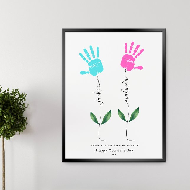 Mors dag handavtrycksblomma i personlig poster (Skapare uppladdad)