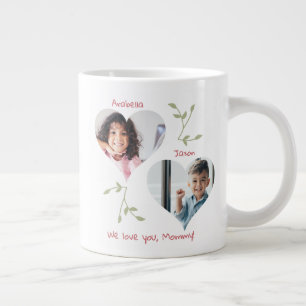 Mors dag Heart 2 Photos Personlig Jumbo Mugg