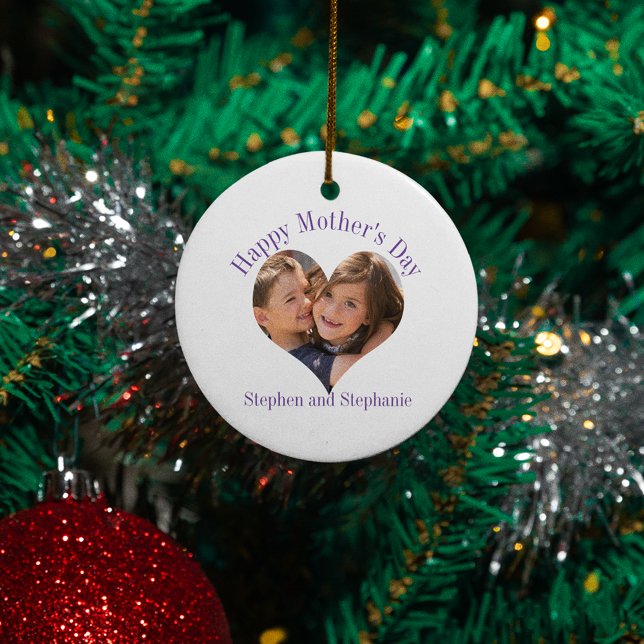 Mors dag Heart Photo Julgransprydnad Keramik (Skapare uppladdad)