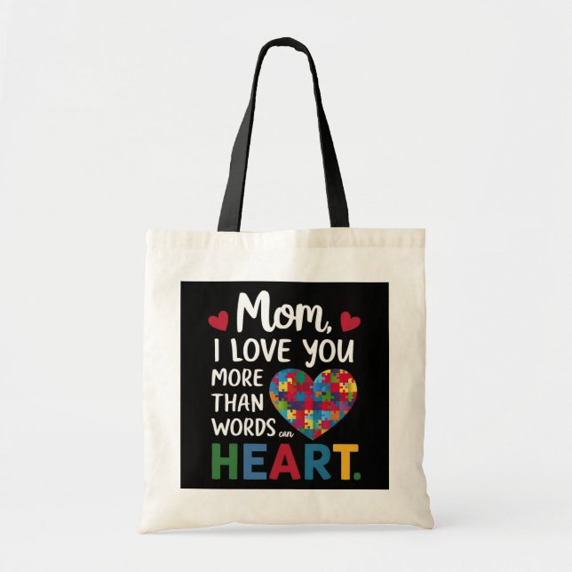 Mors dag "Heart Puzzle" Tote Bag Tygkasse (Framsidan)