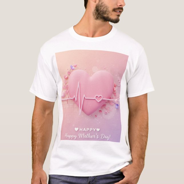 Mors dag Heartslag Tee: 3D Kärlek Graphic T Shirt (Framsida)