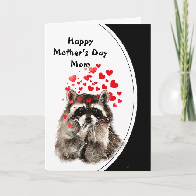 Mors dag Hugs & Kisses Raccoon Animal Kort (Framsida)