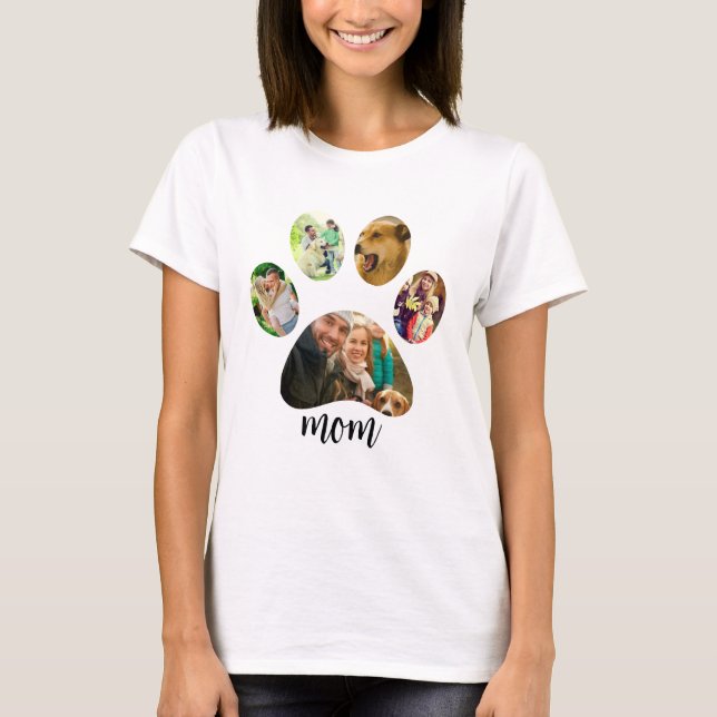 Mors dag Hundmamma | 5 Tassavtryck Fotocollage T Shirt (Framsida)