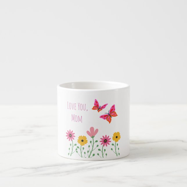 Mors dag, Jag älskar dig Mamma, Blommönster Espres Espressomugg (Framsidan)
