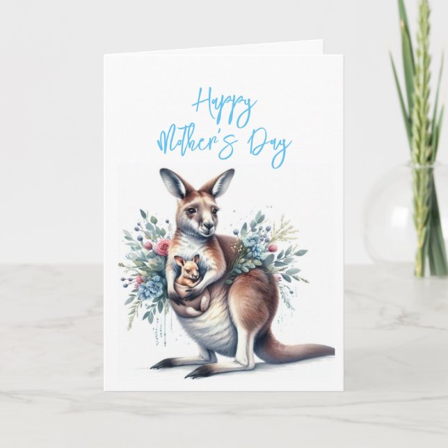 Mors dag känguru gratulationskort tack kort (Framsida)