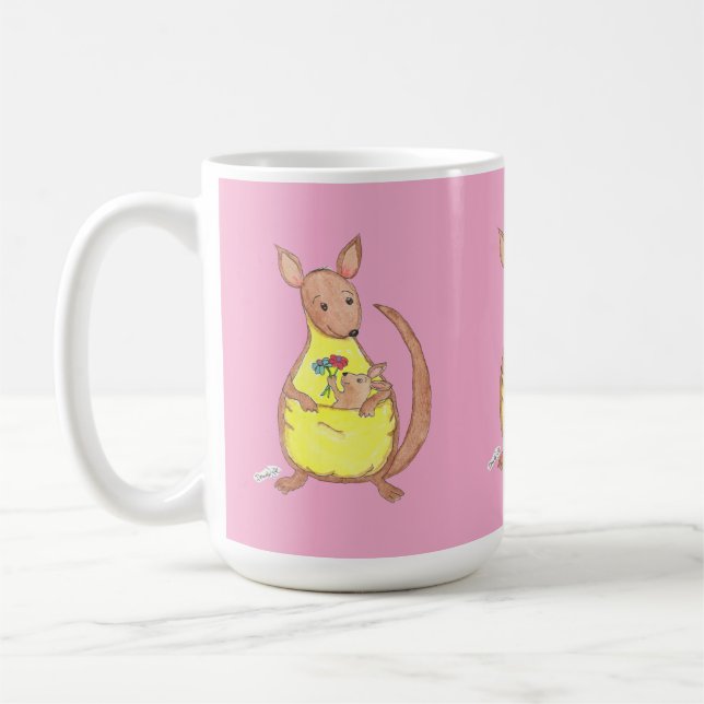Mors dag känguru och bebis kaffemugg (Vänster)