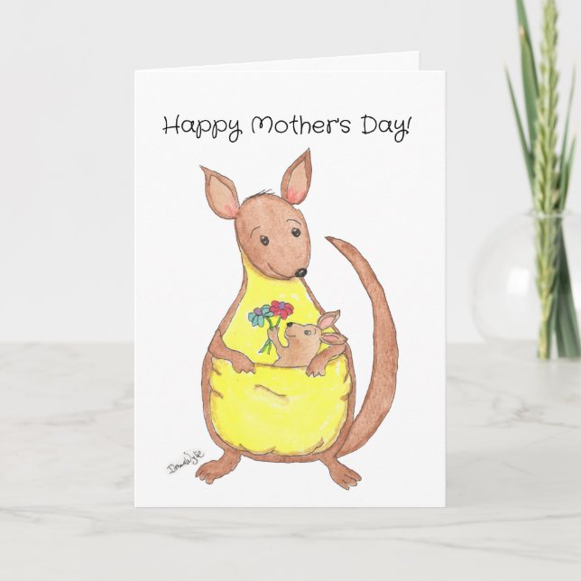 Mors dag känguru och bebis kort (Framsida)