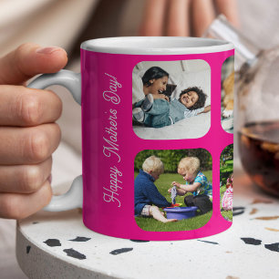 Mors dag kärlek du mamma fotokollage rosa kaffemugg