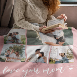 Mors dag kärlek mamma fotokollage rosa fleecefilt