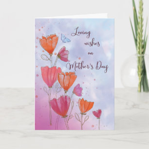 Mors dag Kärlek med Orange- och Rosa-blomsterkort Kort
