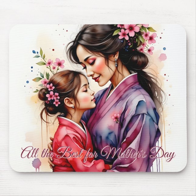 Mors dag Kimono Art med Blommigt Embrace Musmatta (Framsidan)