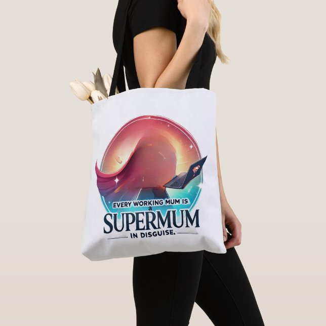 Mors dag kontorspresent Supermum AI-konst  Tygkasse (Närbild)