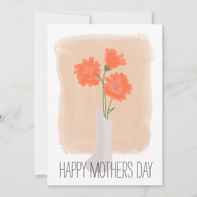Mors dag korallblommor penseldrag kort (Framsida)
