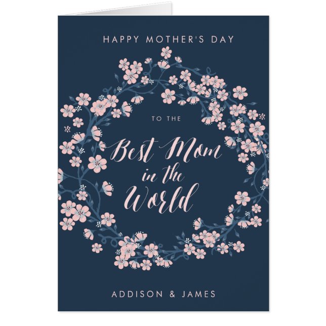 Mors dag kort Bästa Mamma-Rosa-andedräkt (Framsidan)