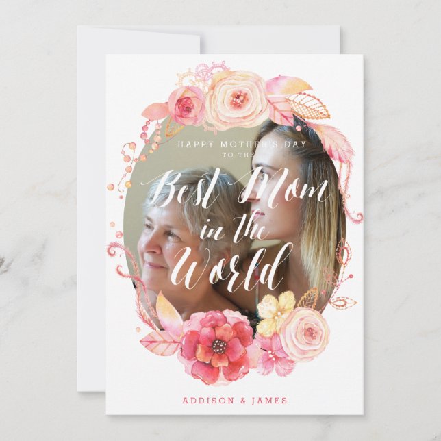 Mors dag kort för Blommigt med foto (Framsida)