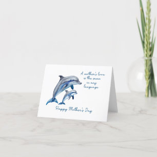 Mors dag-kort för delfiner från djur Mamma och Bab Tack Kort