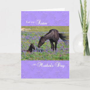 Mors dag-kort för syster Mustang Mare w/ Foal Kort