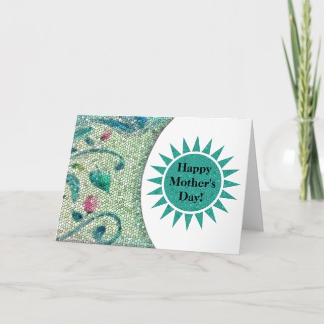 Mors dag-kort för vacker mosaik Blommigt Helgkort (Framsida)