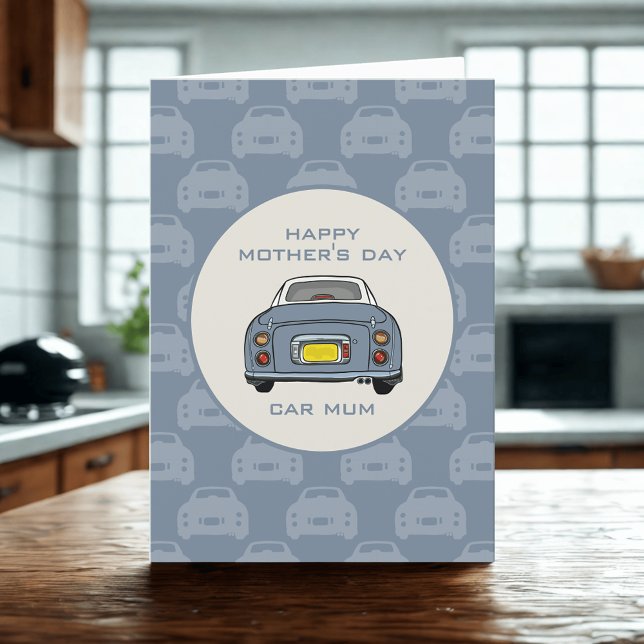 Mors dag-kort från din bärbara Grått Figaro-bil Kort (Happy Mother's Day Card fro your Lapis Grey Figaro Car)