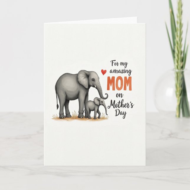 Mors dag-kort med elefant kort (Framsida)