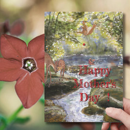 Mors dag-kort med Hjort- och skogsvänner Julkort