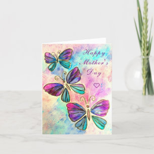 Mors dag-kort med Lila Rosa Butterflies Kort