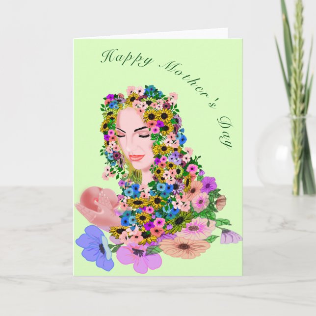 Mors dag-kort med mamma och bebis kort (Framsida)