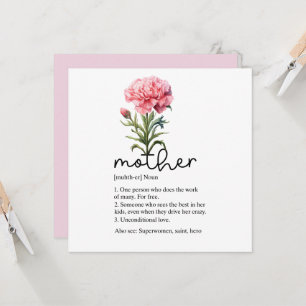Mors dag-kort med Rosa Carnation