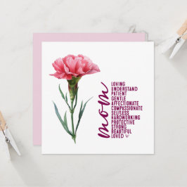 Mors dag-kort med Rosa Carnation