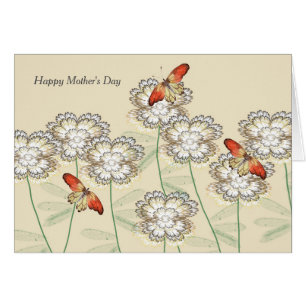 Mors dag-kort med Söt Digital Flowers Hälsningskort