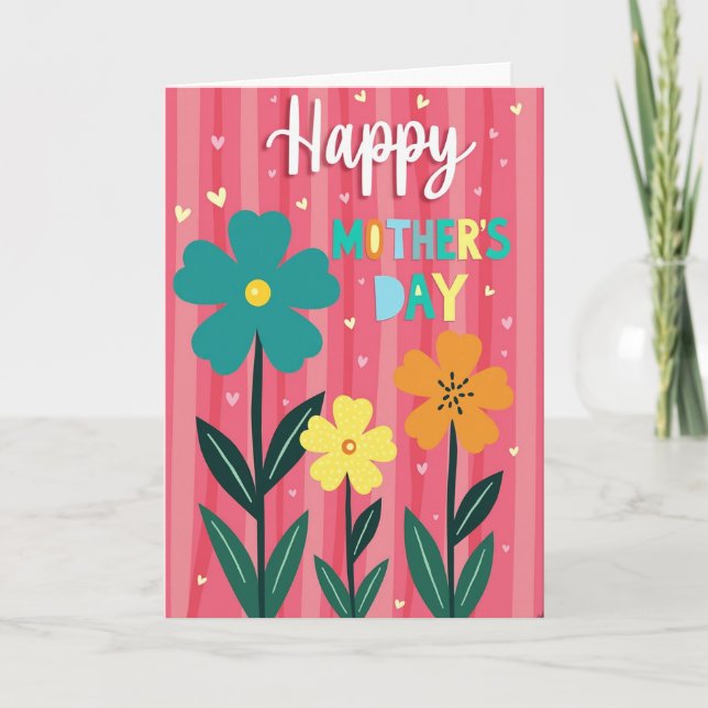 Mors dag-kort med turkos blomma kort (Framsida)