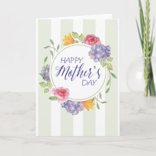 mors dag-kort med vattenfärgad Blommigt utandning Kort