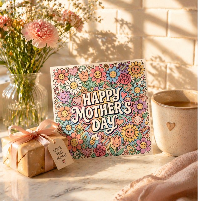 Mors dag kort Söt Blommig Klotter Pastell (Skapare uppladdad)