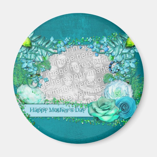 Mors dag - LÄGG TILL DIN FOTO - Blue Fantasy Magnet (Framsidan)