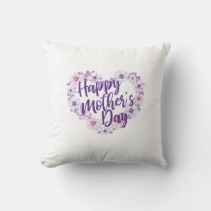 Mors dag Lila Blommigt Heart DEKORATIV KUDDE