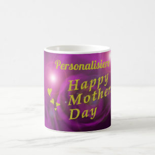 mors dag lila och guld-text anpassas efter kaffemugg