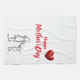 Mors dag Linjekonst Kudd – Mor & Barn Kärlek  Kökshandduk