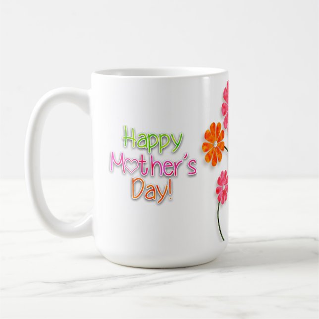 Mors dag - Ljusare Roligt Flowers Kaffemugg (Vänster)