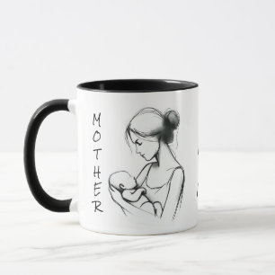 Mors dag Loving Mamma och Baby moderna skiss Mugg