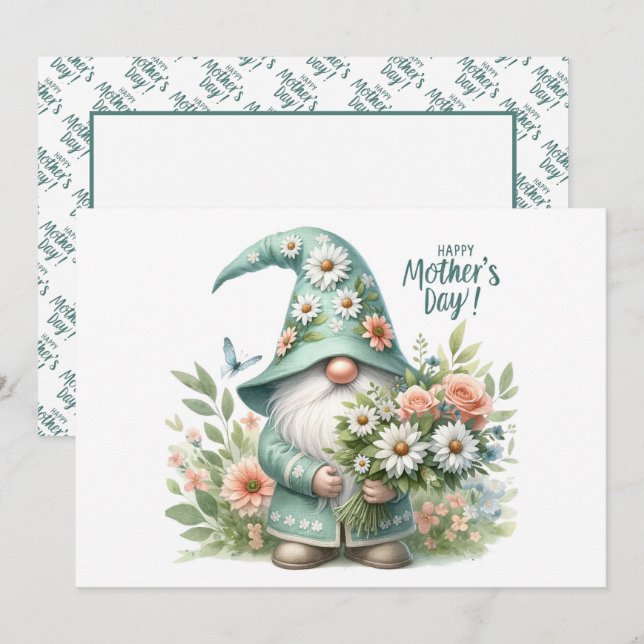 Mors dag magi: Whimsical Gnome Delight Julkort (Fram/baksida)