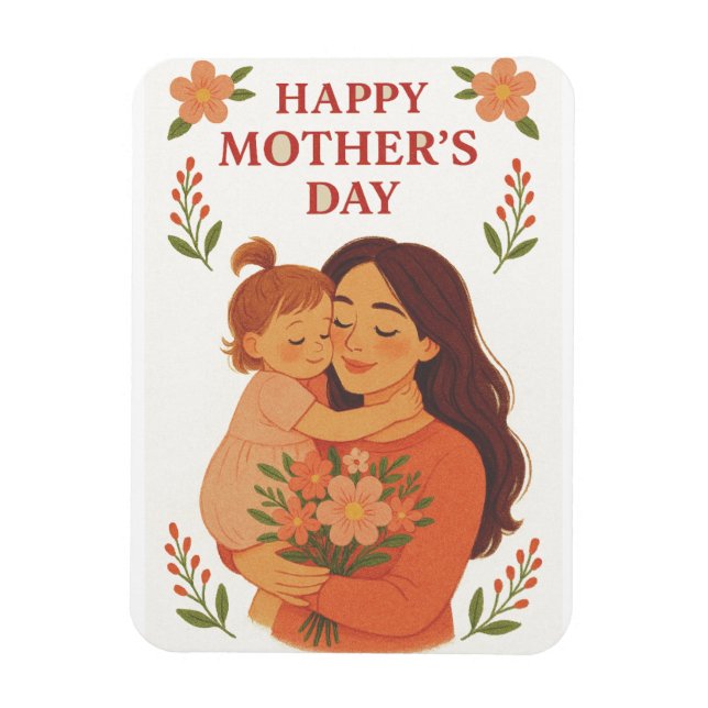 Mors dag Magnet Cute Mamma och Child (Vertikal)