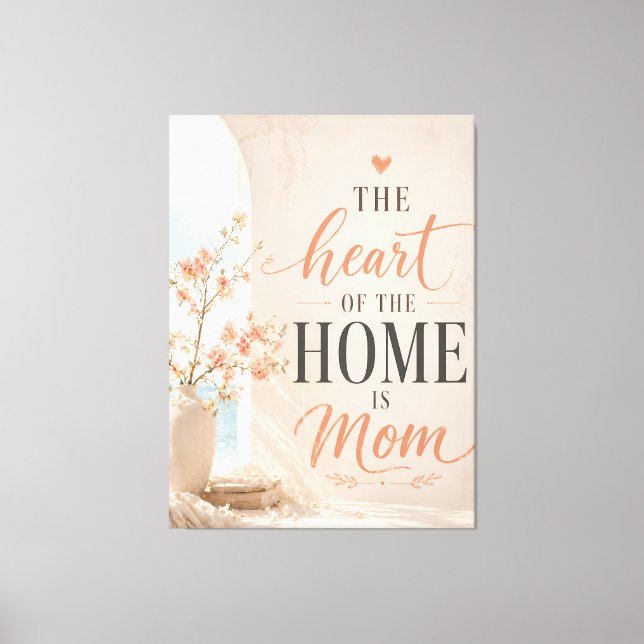 Mors dag Mamma Citat Blommig Canvas Väggkonst (Framsida)