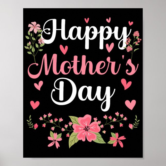 Mors dag Mamma Cute Blommigt Kvinnor för stora Mam Poster (Framsidan)