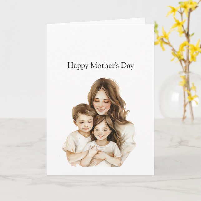 Mors dag Mamma Dotter Brunett Kort (Gul blomma)