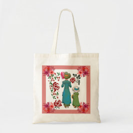 Mors dag Mamma Dotter Röd ros Blommigt Tote Bag Tygkasse