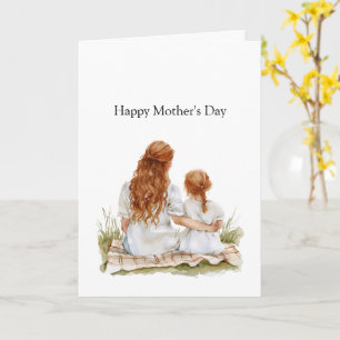 Mors dag Mamma Dotter Rött Hår Kort